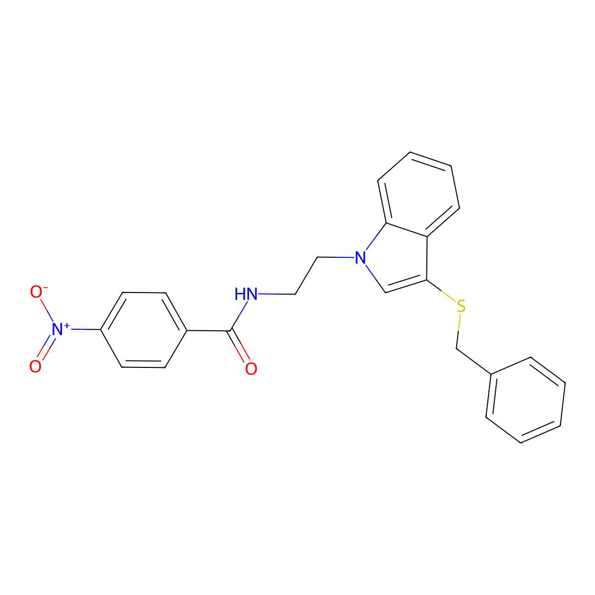 N-(2-(3-(benzylthio)-1H-indol-1-yl)ethyl)-4-nitrobenzamide molecular structure, CAS 532973-37-8