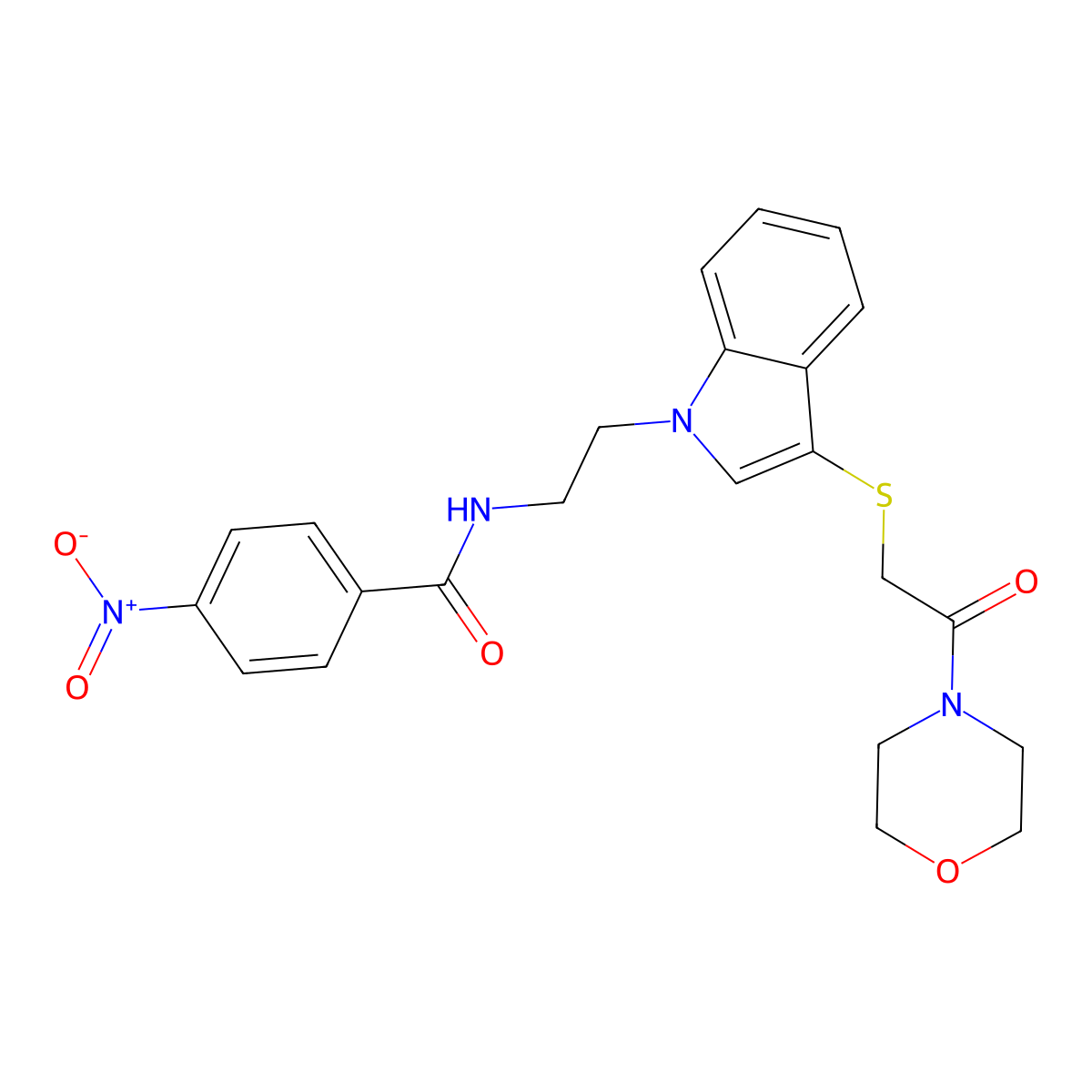 N-(2-(3-((2-morpholino-2-oxoethyl)thio)-1H-indol-1-yl)ethyl)-4-nitrobenzamide molecular structure, CAS 532973-48-1