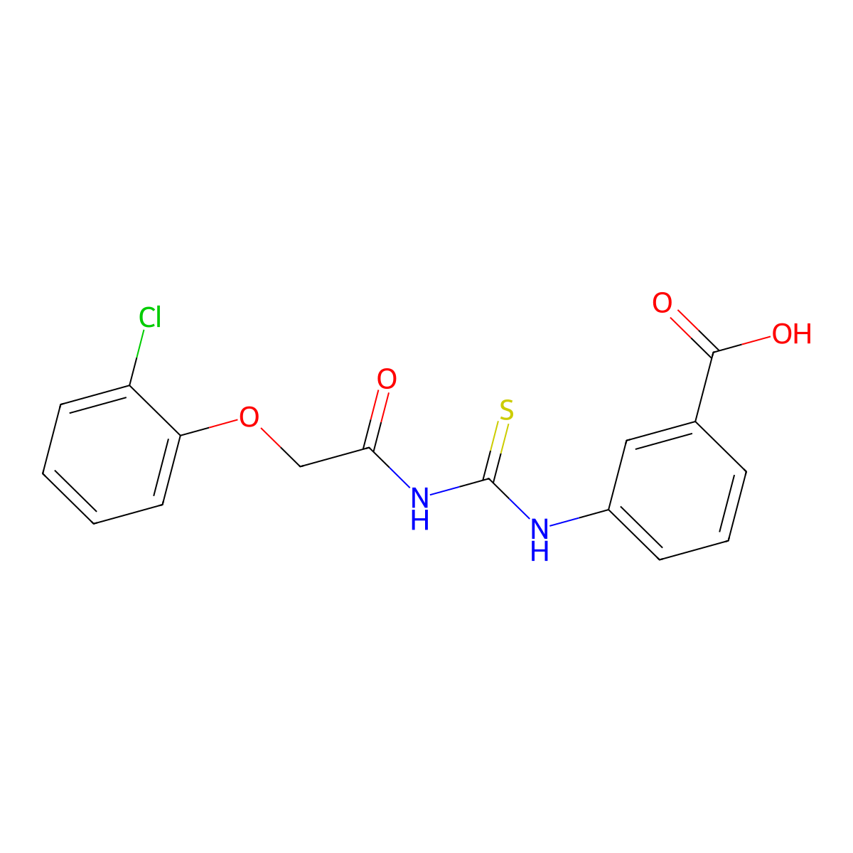3-({[(2-Chlorophenoxy)acetyl]carbamothioyl}amino)benzoic acid molecular structure, CAS 532978-57-7