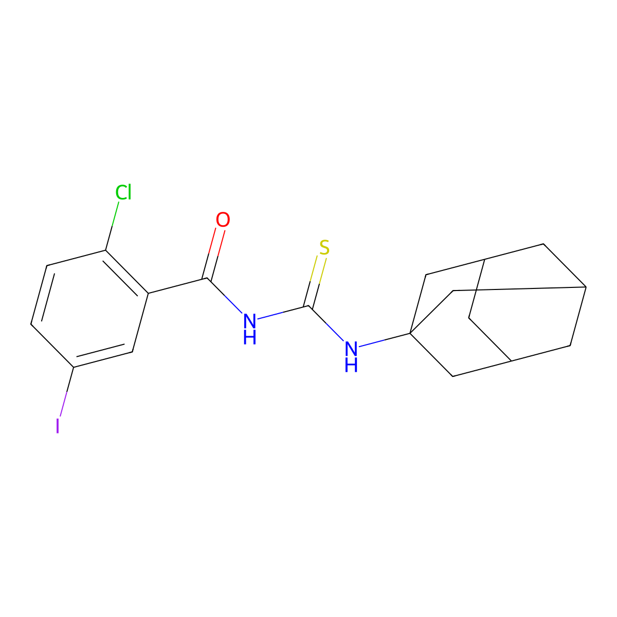 N-(1-adamantylcarbamothioyl)-2-chloro-5-iodobenzamide molecular structure, CAS 532979-72-9