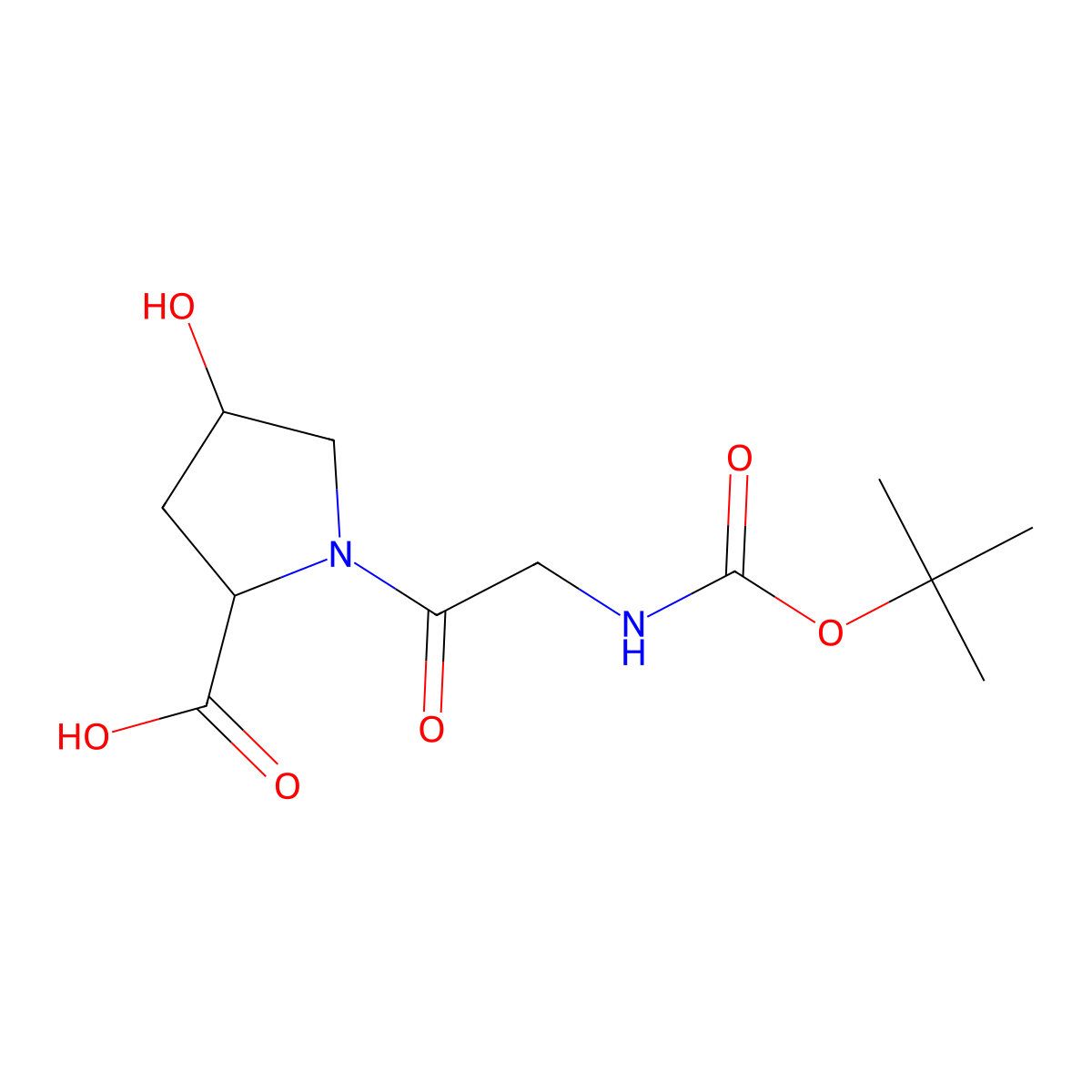 (2S,4R)-1-(2-{[(tert-butoxy)carbonyl]amino}acetyl)-4-hydroxypyrrolidine-2-carboxylic acid molecular structure, CAS 53298-32-1