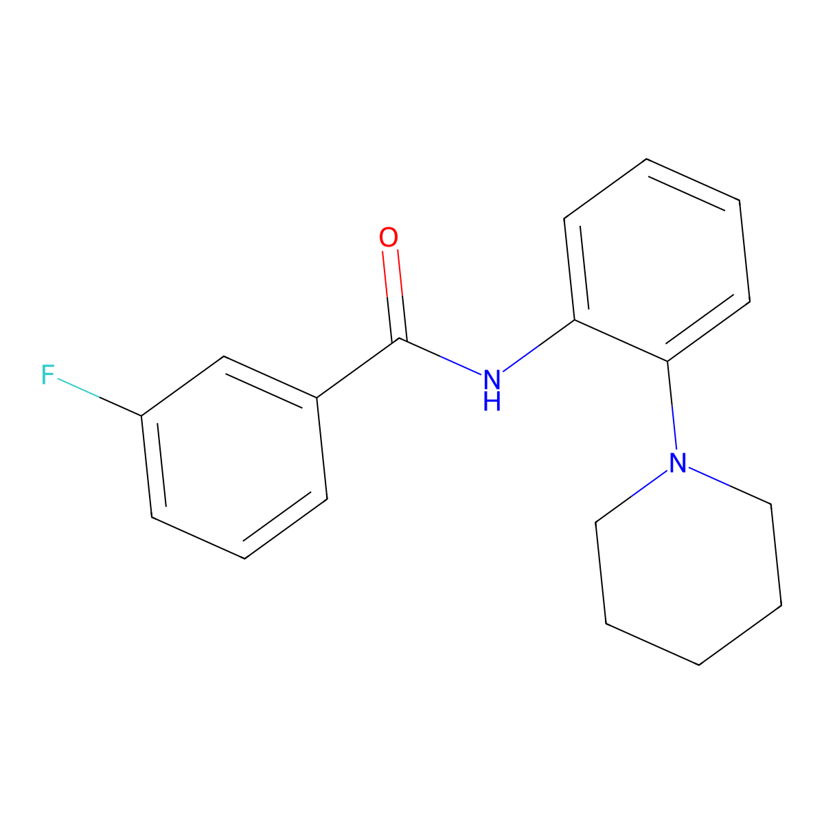 3-fluoro-N-(2-piperidin-1-ylphenyl)benzamide molecular structure, CAS 532980-51-1