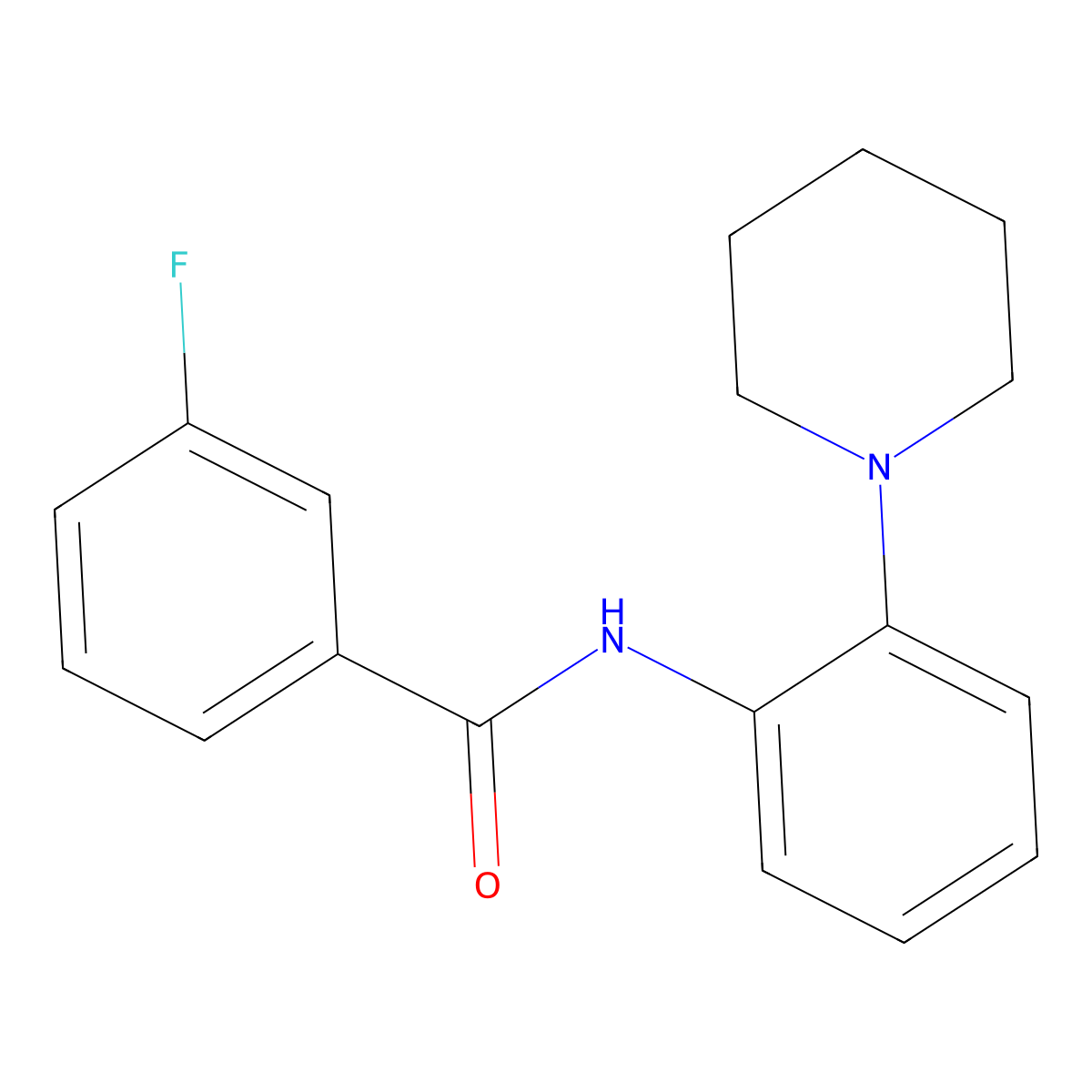 3-fluoro-N-(2-piperidin-1-ylphenyl)benzamide molecular structure, CAS 532980-51-1