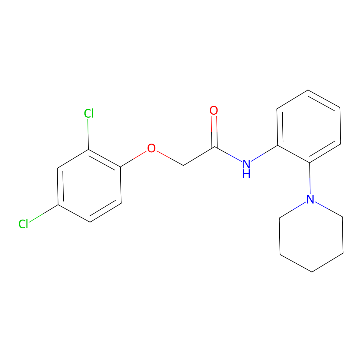 2-(2,4-dichlorophenoxy)-N-(2-piperidin-1-ylphenyl)acetamide molecular structure, CAS 532981-23-0