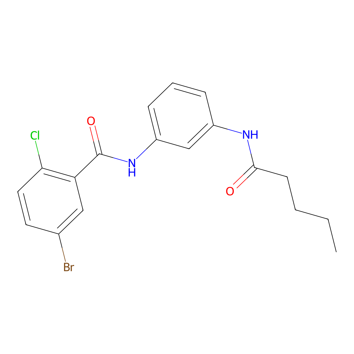 5-bromo-2-chloro-N-[3-(pentanoylamino)phenyl]benzamide molecular structure, CAS 532981-35-4