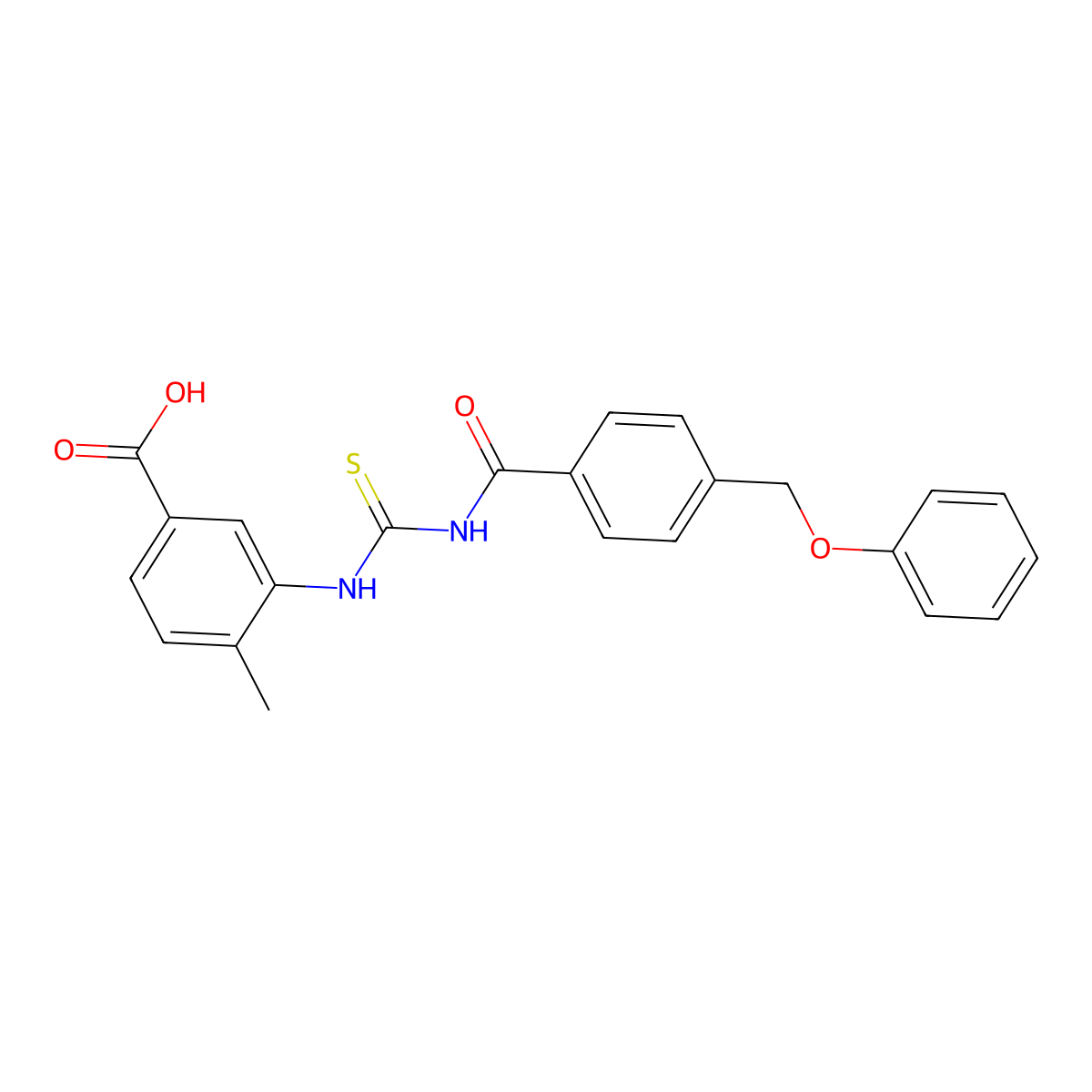 4-Methyl-3-[[4-(phenoxymethyl)benzoyl]carbamothioylamino]benzoic acid molecular structure, CAS 532982-25-5