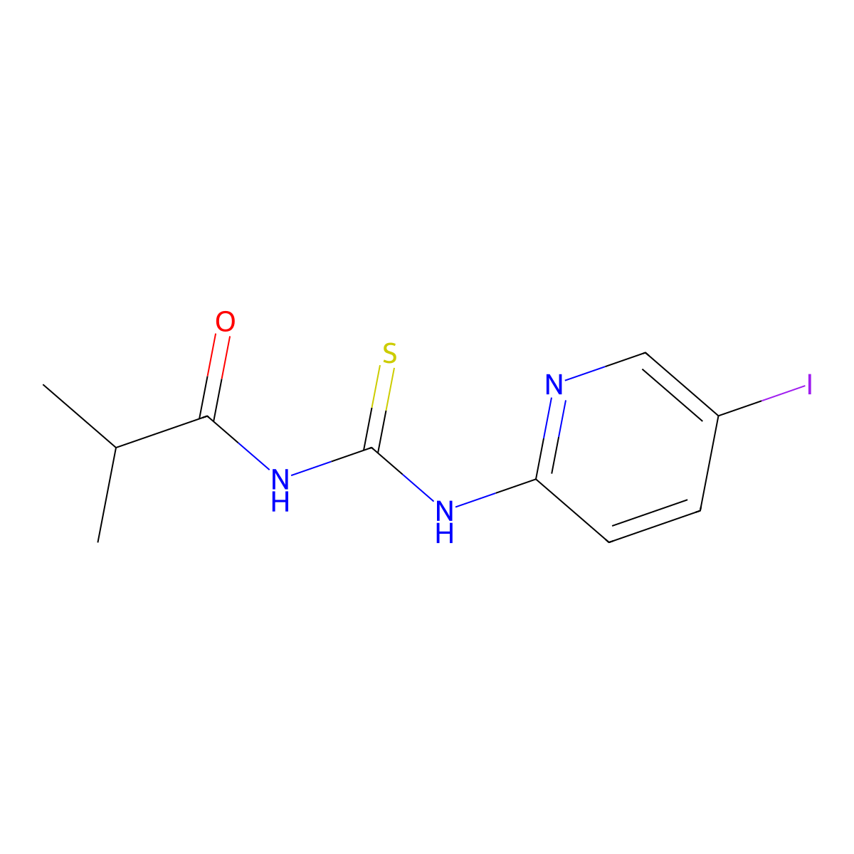 N-[(5-iodopyridin-2-yl)carbamothioyl]-2-methylpropanamide molecular structure, CAS 532982-69-7