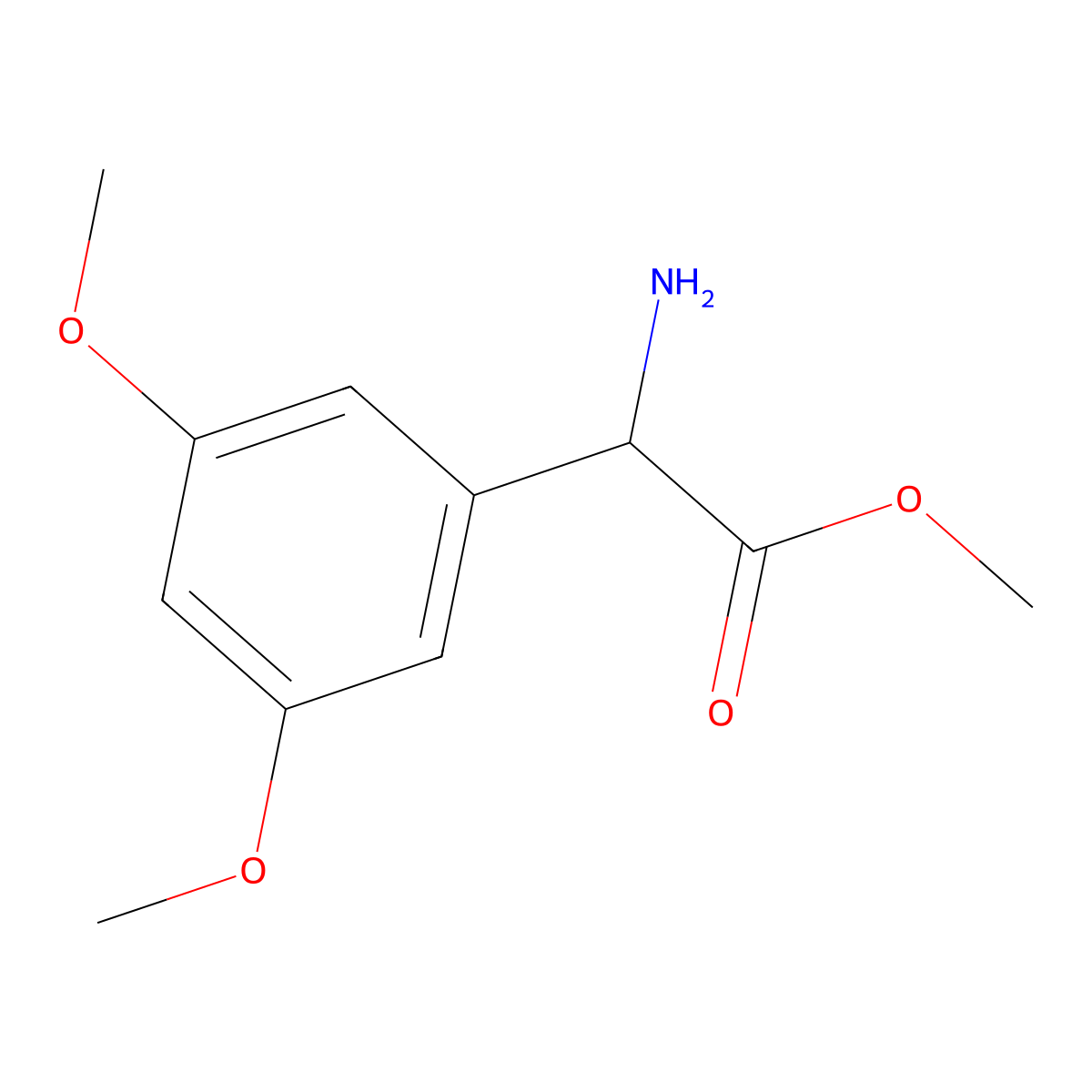 Methyl 2-amino-2-(3,5-dimethoxyphenyl)acetate molecular structure, CAS 532986-43-9