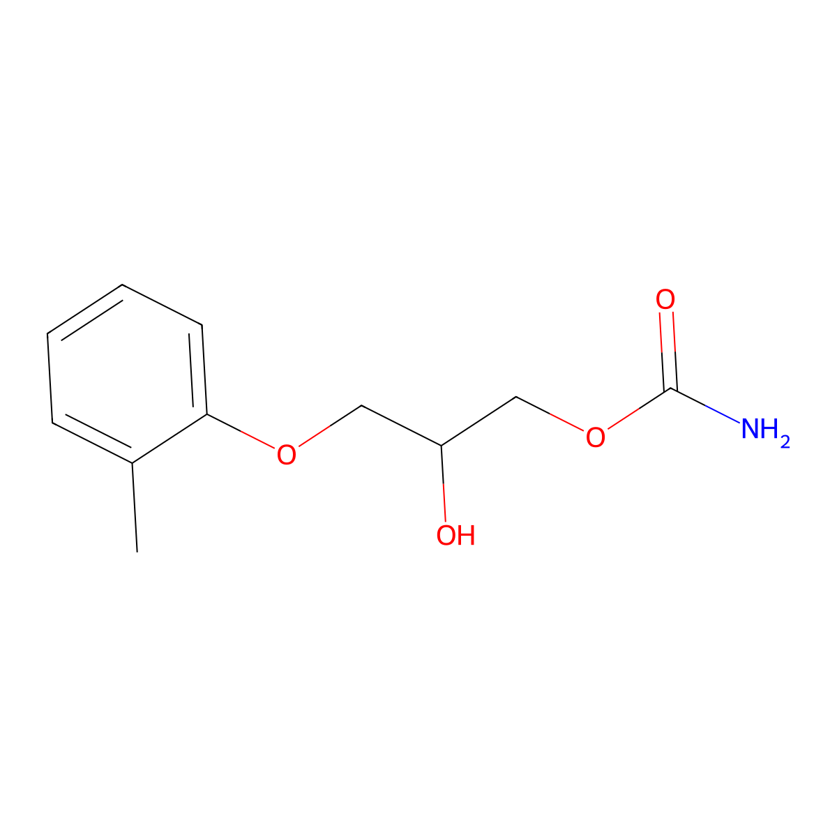 1,2-Propanediol, 3-(2-methylphenoxy)-, 1-carbamate molecular structure, CAS 533-06-2