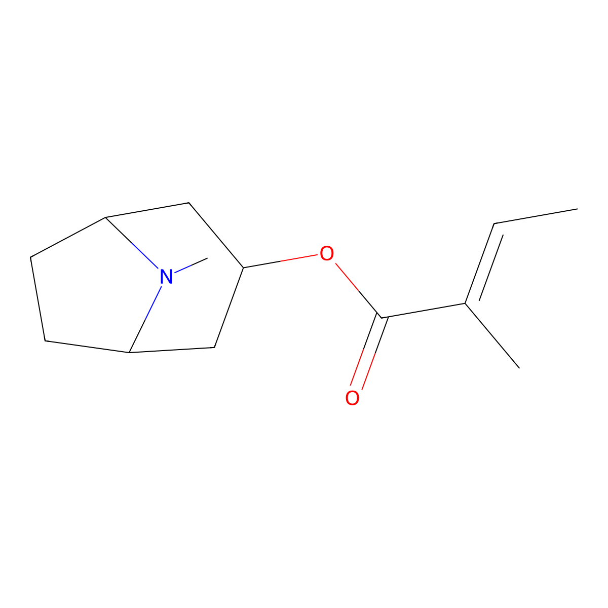 (8-Methyl-8-azabicyclo[3.2.1]octan-3-yl) 2-methylbut-2-enoate molecular structure, CAS 533-08-4