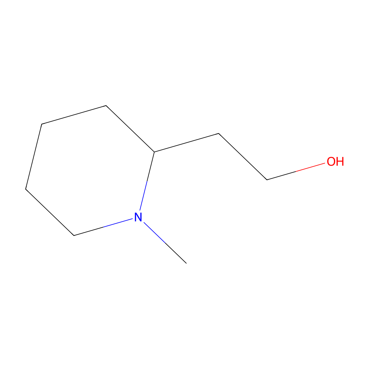 2-Piperidineethanol, 1-methyl- molecular structure, CAS 533-15-3
