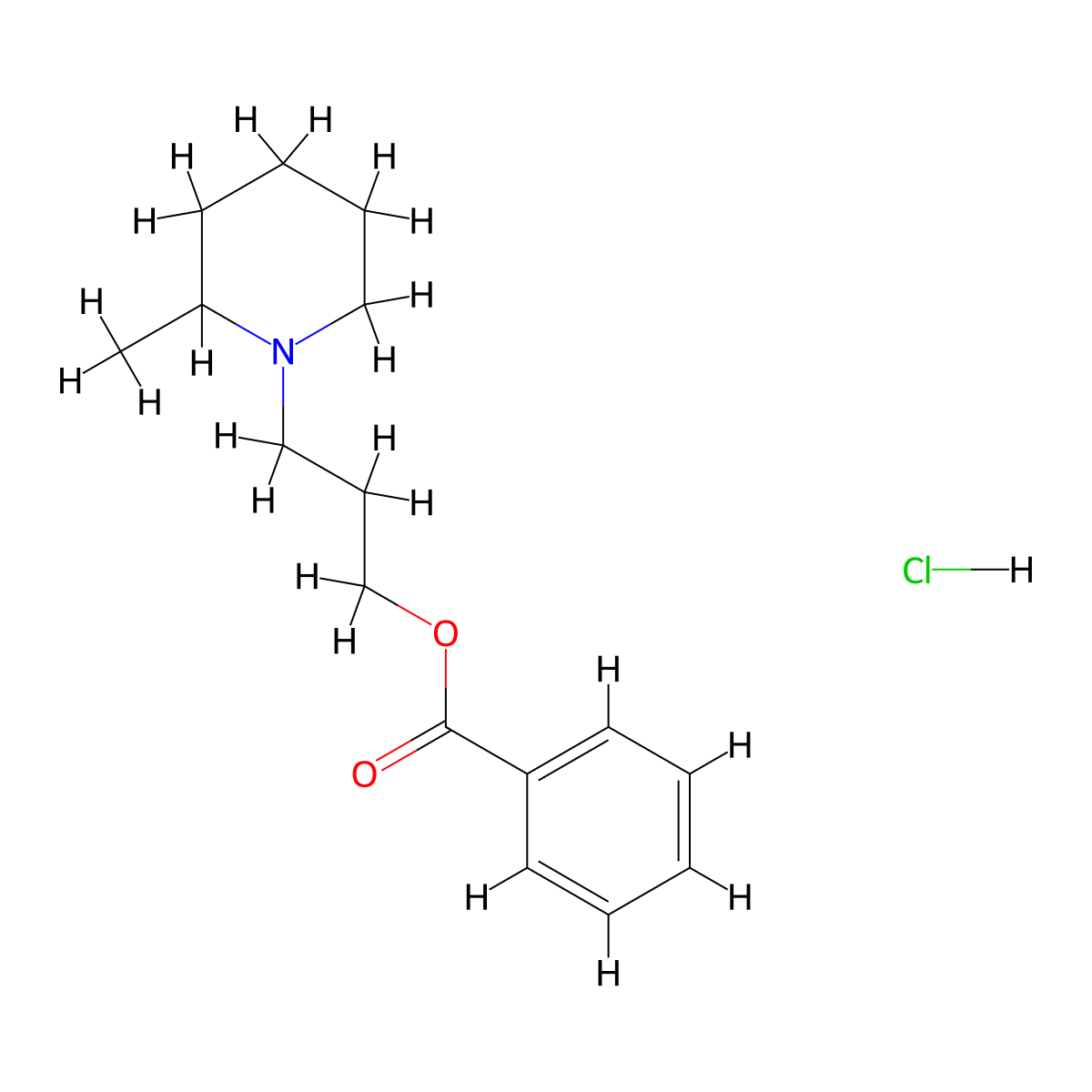 Piperocaine Hydrochloride molecular structure, CAS 533-28-8