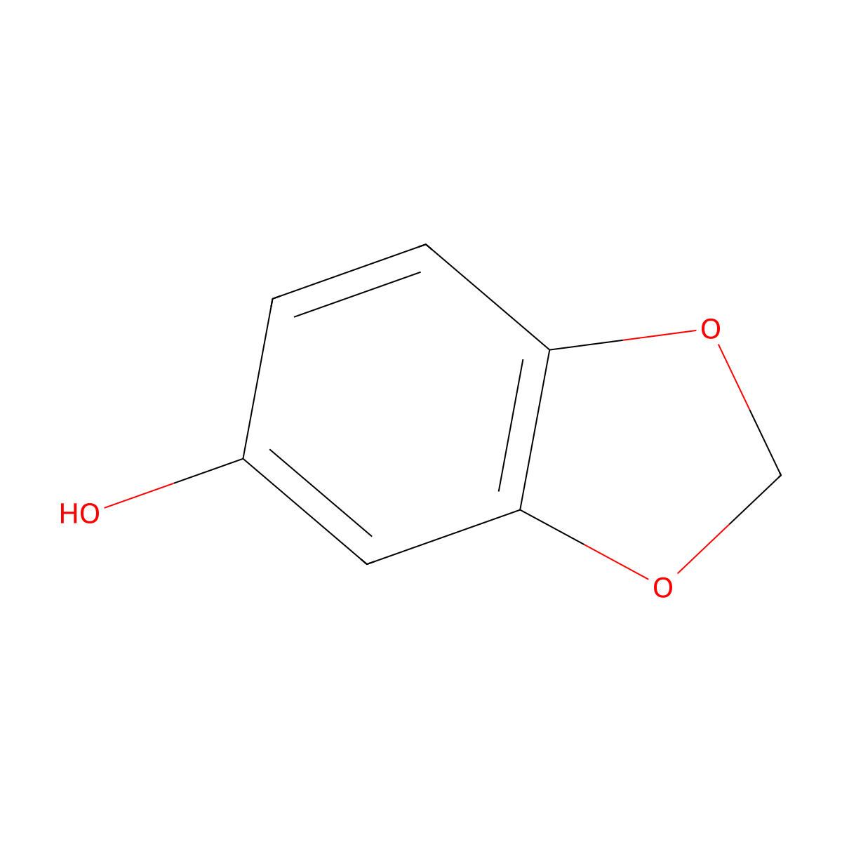 Sesamol molecular structure, CAS 533-31-3