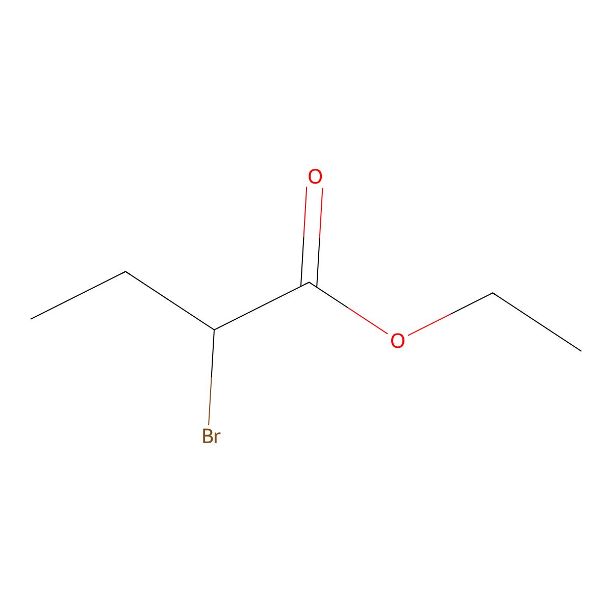 Butanoic acid, 2-bromo-, ethyl ester molecular structure, CAS 533-68-6