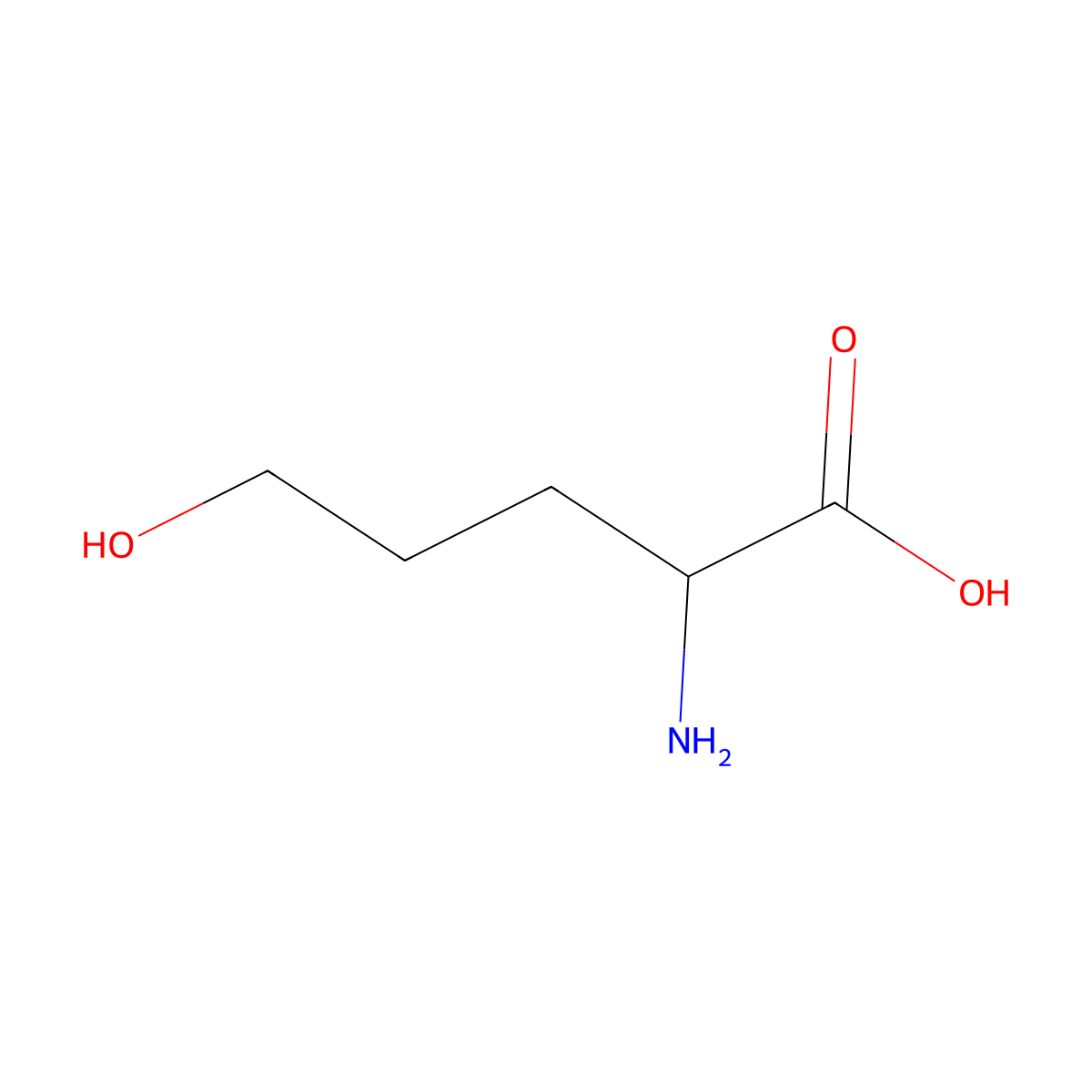 2-Amino-5-hydroxyvaleric acid molecular structure, CAS 533-88-0