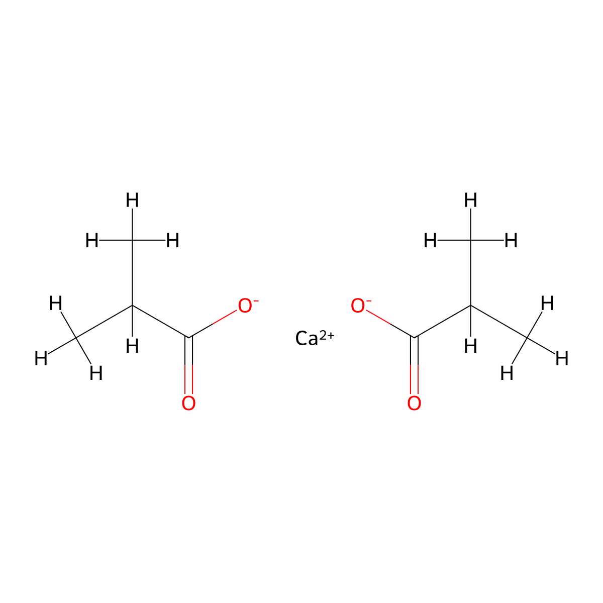 Isobutyric acid, calcium salt molecular structure, CAS 533-90-4