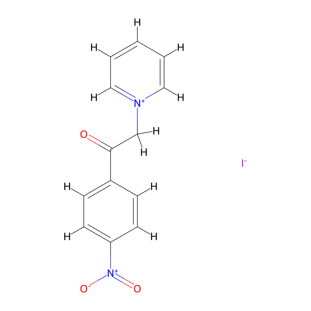 1-[2-(4-Nitrophenyl)-2-oxoethyl]pyridin-1-ium iodide molecular structure, CAS 5330-73-4