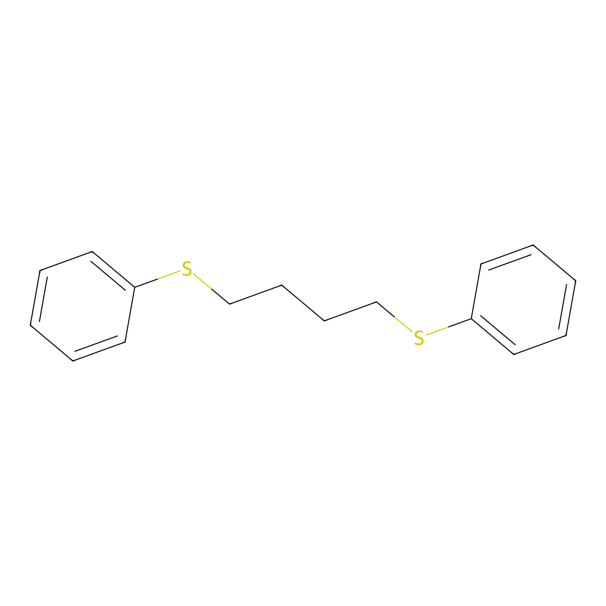4-Phenylsulfanylbutylsulfanylbenzene molecular structure, CAS 5330-89-2