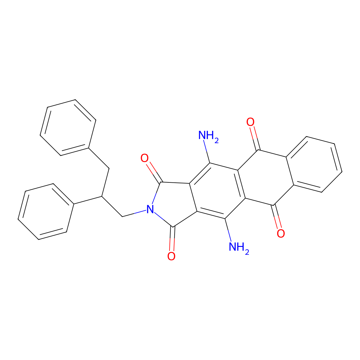 1H-Naphth(2,3-f)isoindole-1,3,5,10(2H)-tetrone, 4,11-diamino-2-(2,3-diphenylpropyl)- molecular structure, CAS 53304-43-1