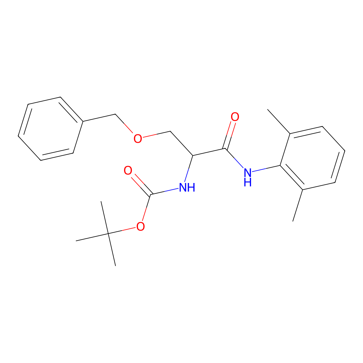 Tert-butyl N-[1-[(2,6-dimethylphenyl)carbamoyl]-2-phenylmethoxy-ethyl]carbamate molecular structure, CAS 5331-16-8