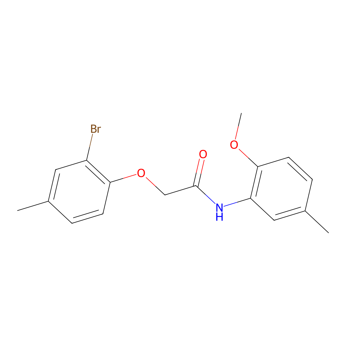 2-(2-bromo-4-methylphenoxy)-N-(2-methoxy-5-methylphenyl)acetamide molecular structure, CAS 5331-31-7