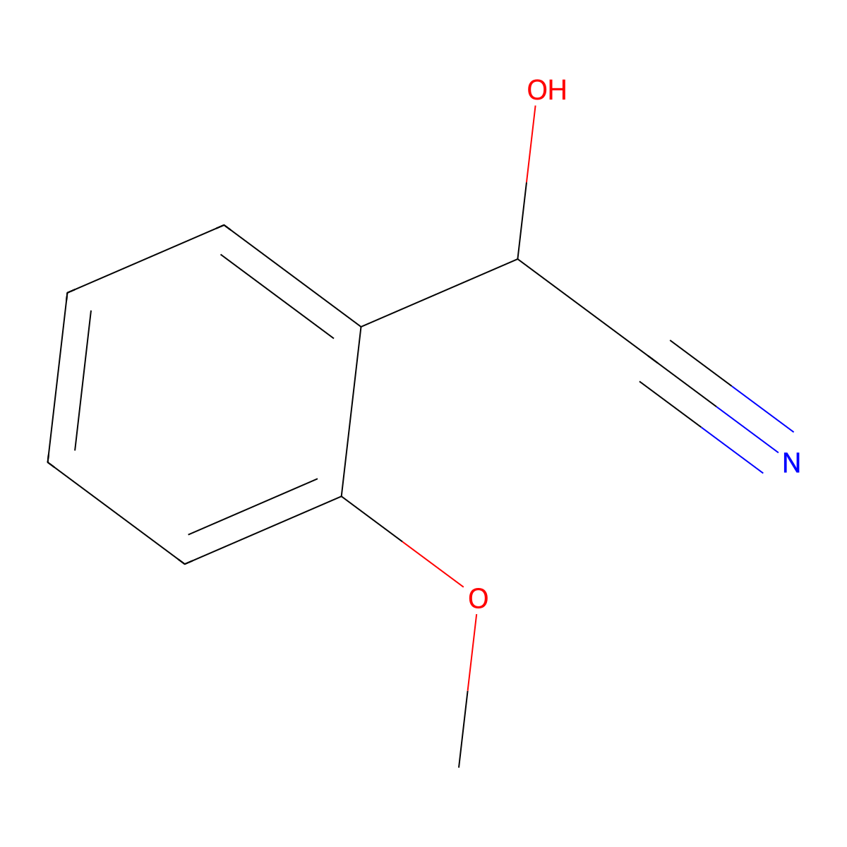 alpha-Hydroxy-2-methoxybenzeneacetonitrile molecular structure, CAS 53313-93-2
