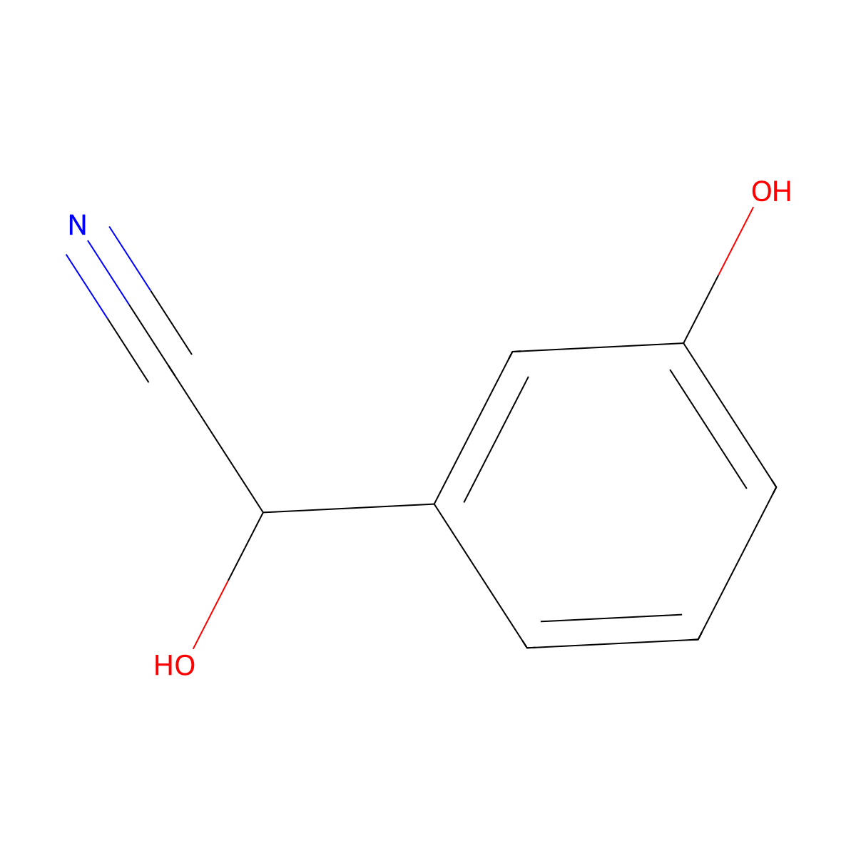 Hydroxy(3-hydroxyphenyl)acetonitrile molecular structure, CAS 53313-95-4