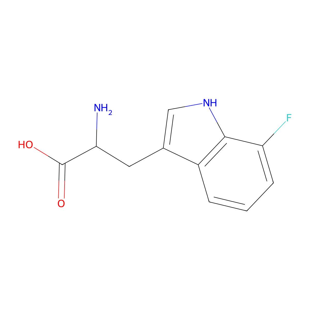 2-amino-3-(7-fluoro-1H-indol-3-yl)propanoic Acid molecular structure, CAS 53314-95-7
