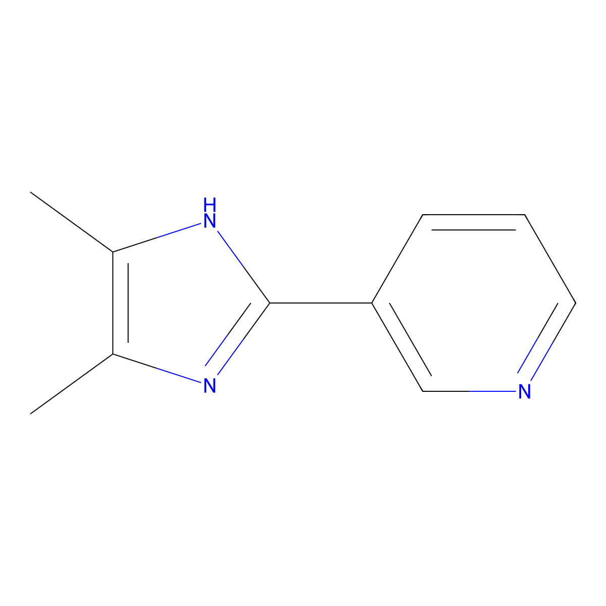Pyridine, 3-(4,5-dimethyl-1H-imidazol-2-yl)- molecular structure, CAS 53316-50-0