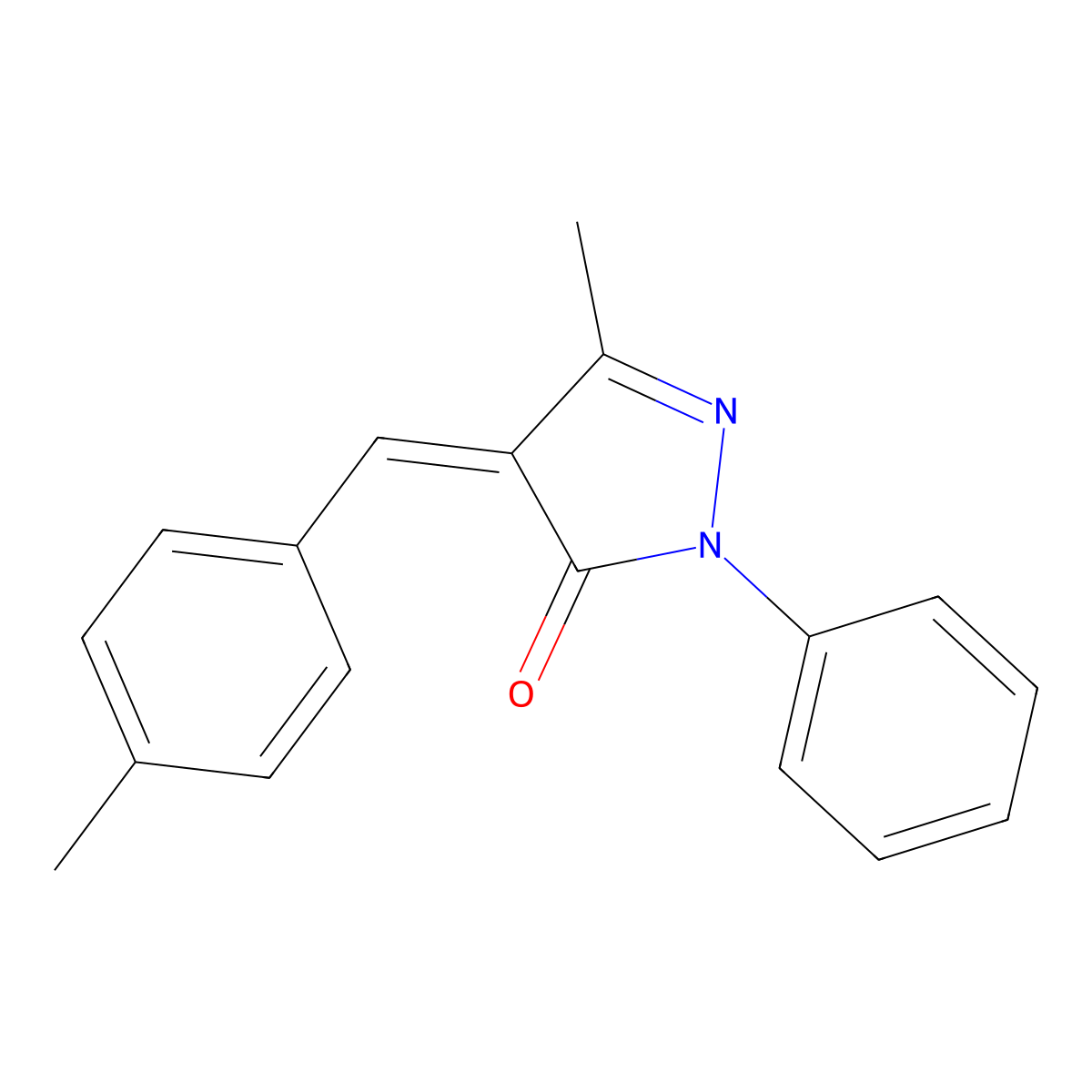 5-Methyl-4-(4-methylbenzylidene)-2-phenyl-2,4-dihydro-3H-pyrazol-3-one molecular structure, CAS 53316-56-6