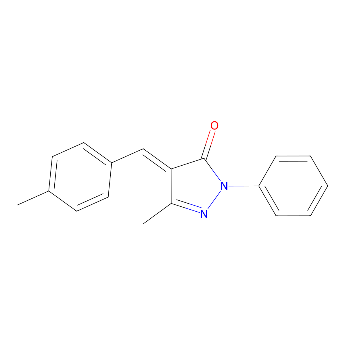 5-Methyl-4-(4-methylbenzylidene)-2-phenyl-2,4-dihydro-3H-pyrazol-3-one molecular structure, CAS 53316-56-6