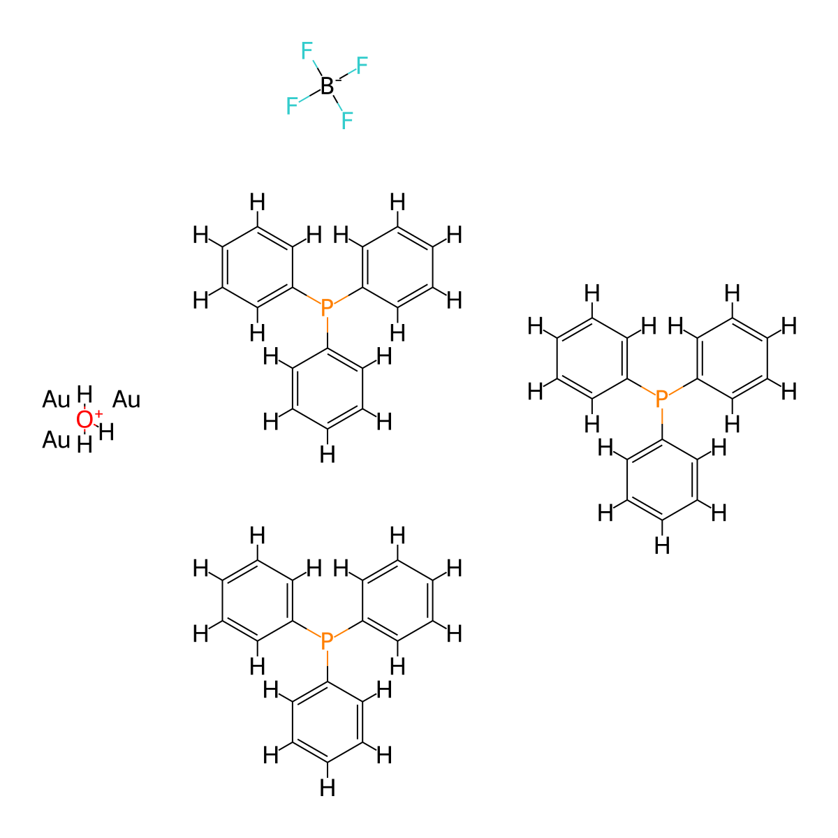 Tris[triphenylphosphinegold(I)]oxonium tetrafluoroborate molecular structure, CAS 53317-87-6