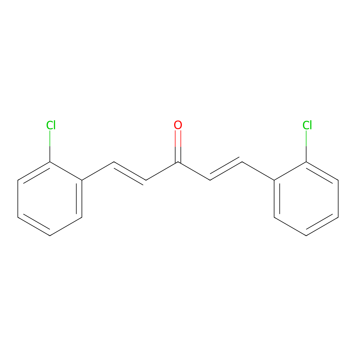 1,5-Bis(2-chlorophenyl)-1,4-pentadien-3-one molecular structure, CAS 5332-98-9