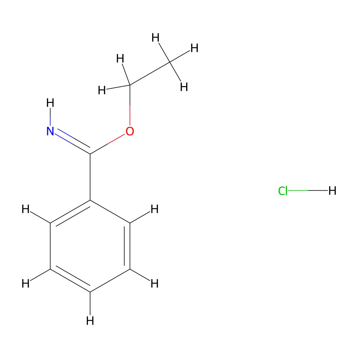 Benzenecarboximidic acid, ethyl ester, hydrochloride (1:1) molecular structure, CAS 5333-86-8