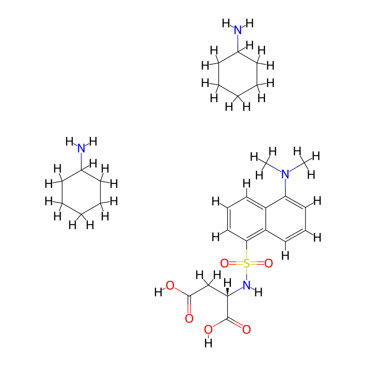 N-[[5-(dimethylamino)-1-naphthyl]sulphonyl]-L-aspartic acid, compound with cyclohexylamine (1:2) molecular structure, CAS 53332-29-9