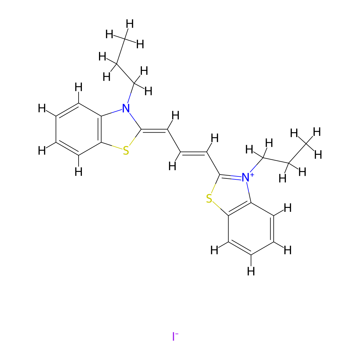 3,3'-Dipropylthiacarbocyanine iodide molecular structure, CAS 53336-12-2