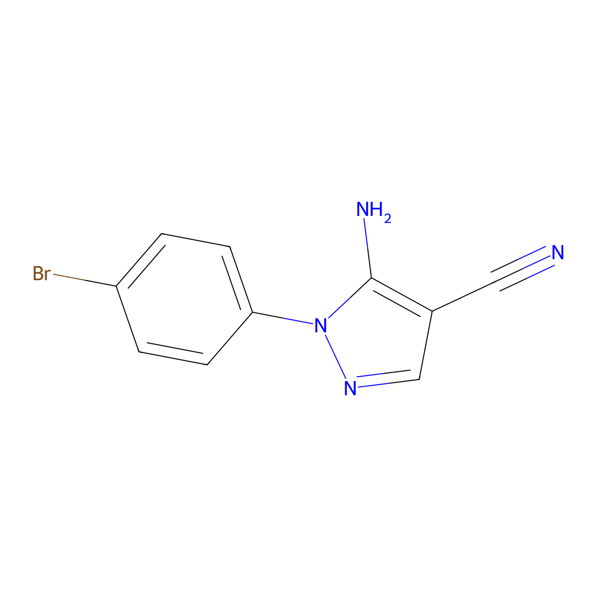 5-amino-1-(4-bromophenyl)-1H-pyrazole-4-carbonitrile molecular structure, CAS 5334-28-1
