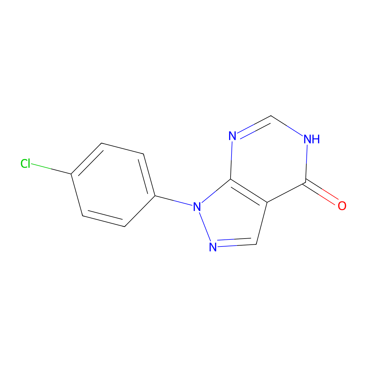 1-(4-chlorophenyl)-1H-pyrazolo[3,4-d]pyrimidin-4-ol molecular structure, CAS 5334-29-2
