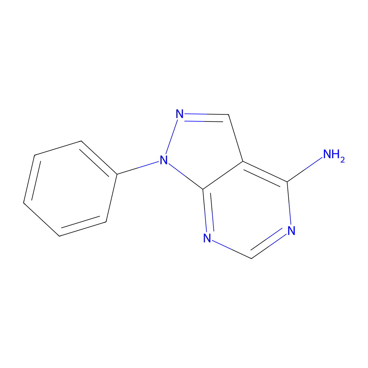 4-Amino-1-phenylpyrazolo(3,4-d)pyrimidine molecular structure, CAS 5334-30-5