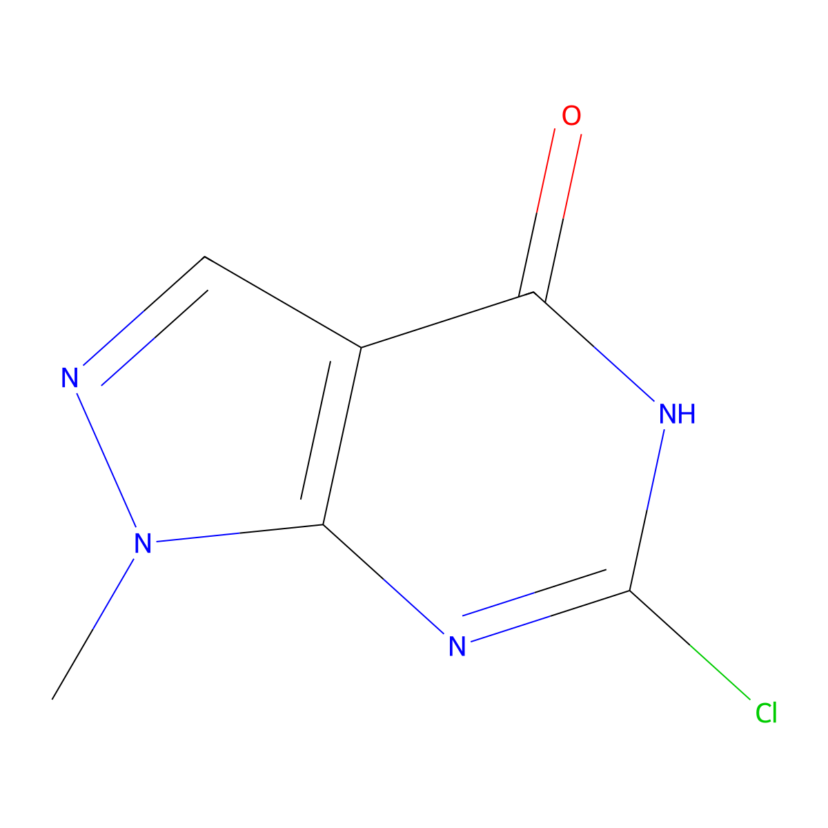 6-chloro-1-methyl-1H,4H,5H-pyrazolo[3,4-d]pyrimidin-4-one molecular structure, CAS 5334-35-0