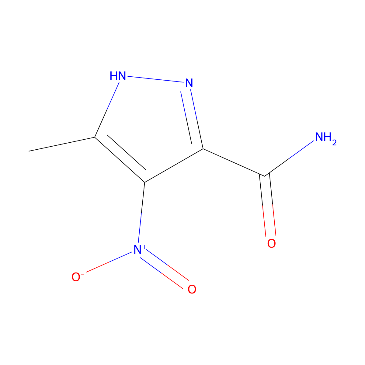 5-methyl-4-nitro-1H-pyrazole-3-carboxamide molecular structure, CAS 5334-36-1