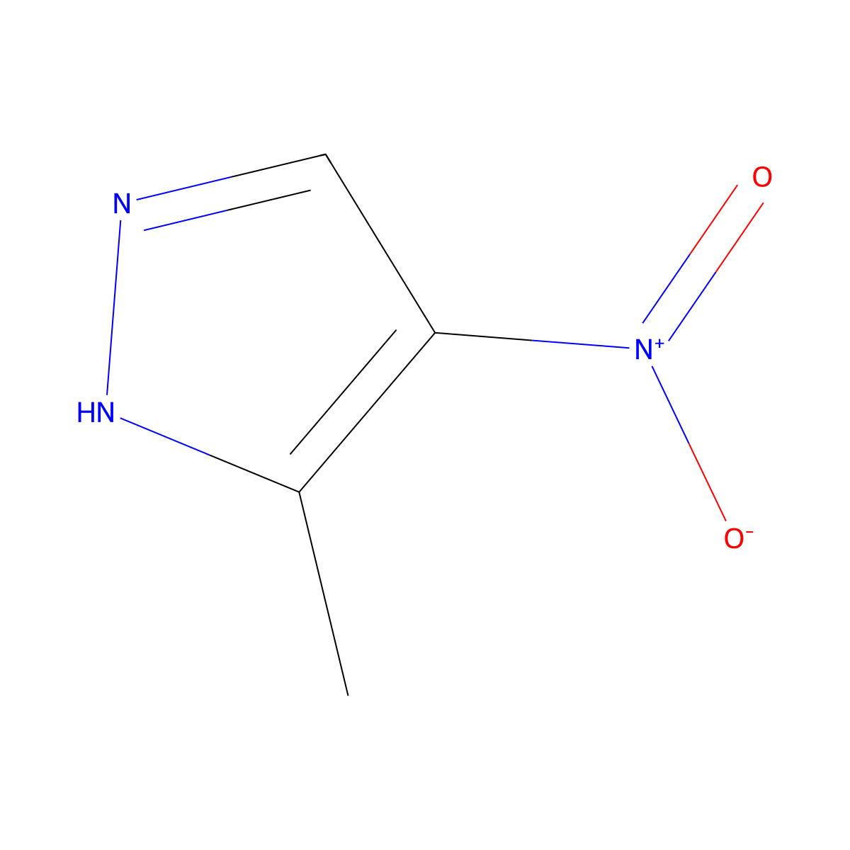 1H-Pyrazole, 3-methyl-4-nitro- molecular structure, CAS 5334-39-4