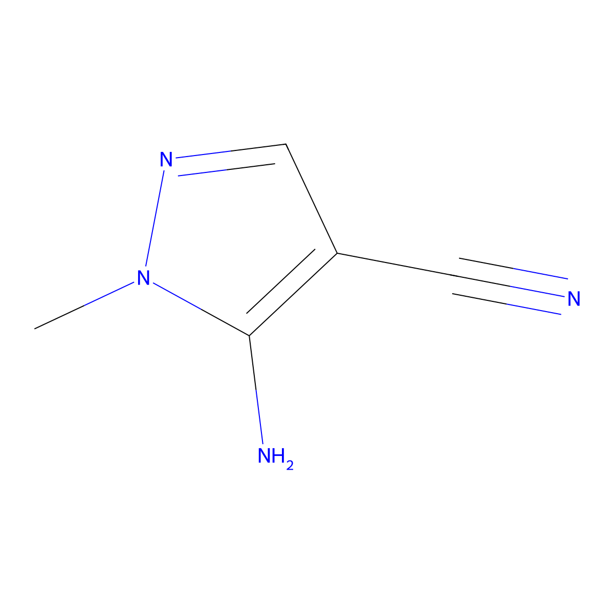 5-Amino-1-methyl-1H-pyrazole-4-carbonitrile molecular structure, CAS 5334-41-8