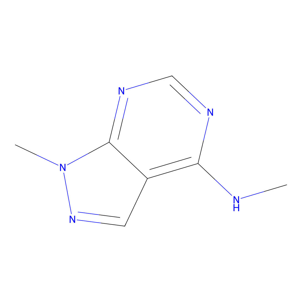 N,1-dimethyl-1H-pyrazolo(3,4-d)pyrimidin-4-amine molecular structure, CAS 5334-49-6