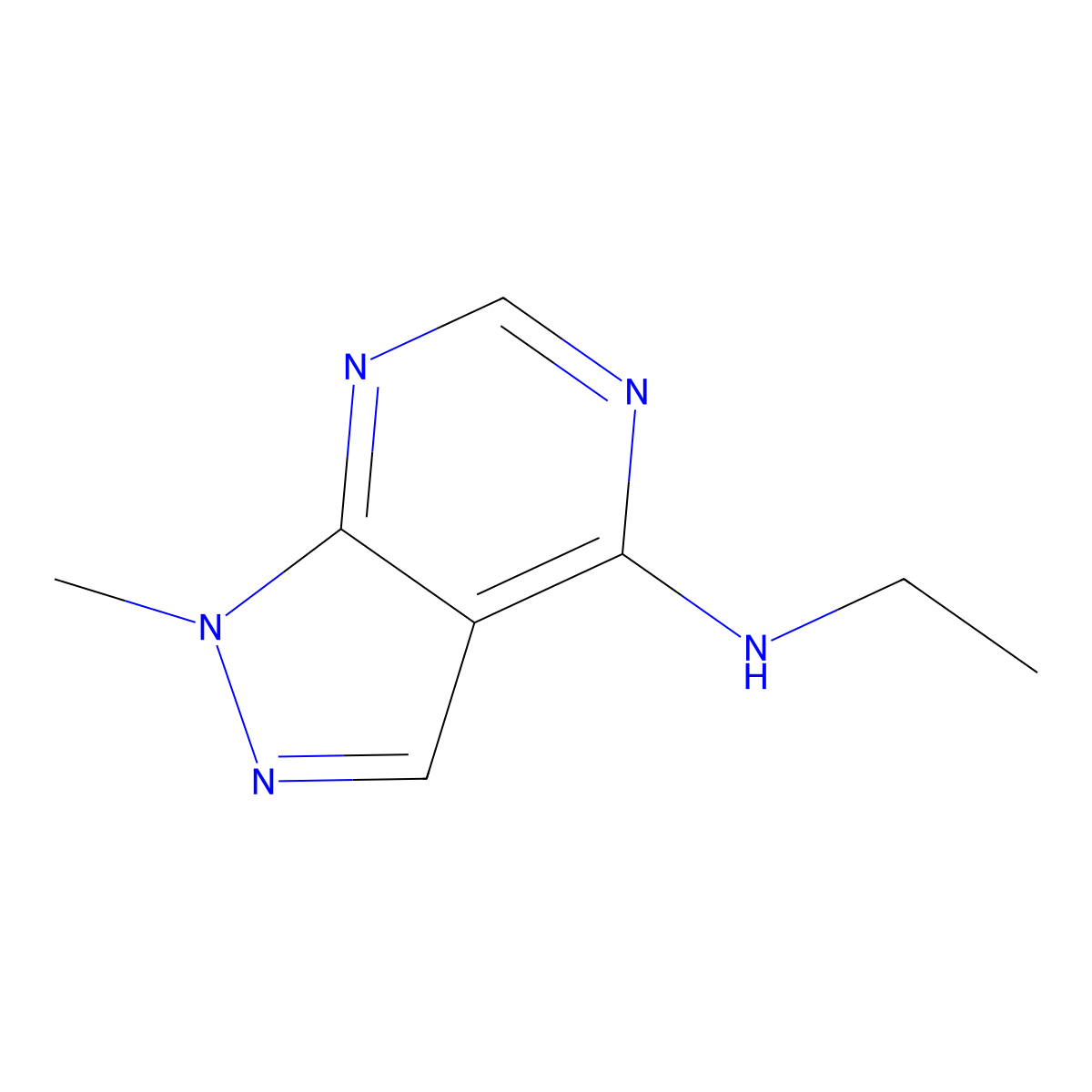N-ethyl-1-methyl-1H-pyrazolo[3,4-d]pyrimidin-4-amine molecular structure, CAS 5334-50-9
