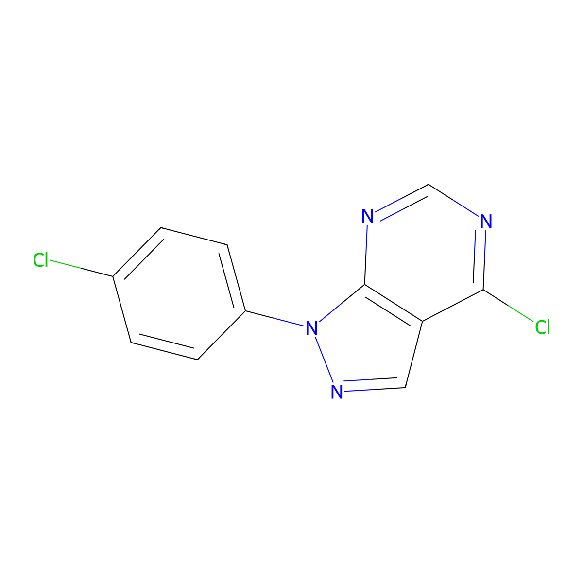 4-Chloro-1-(4-chlorophenyl)-1h-pyrazolo[3,4-d]pyrimidine molecular structure, CAS 5334-59-8