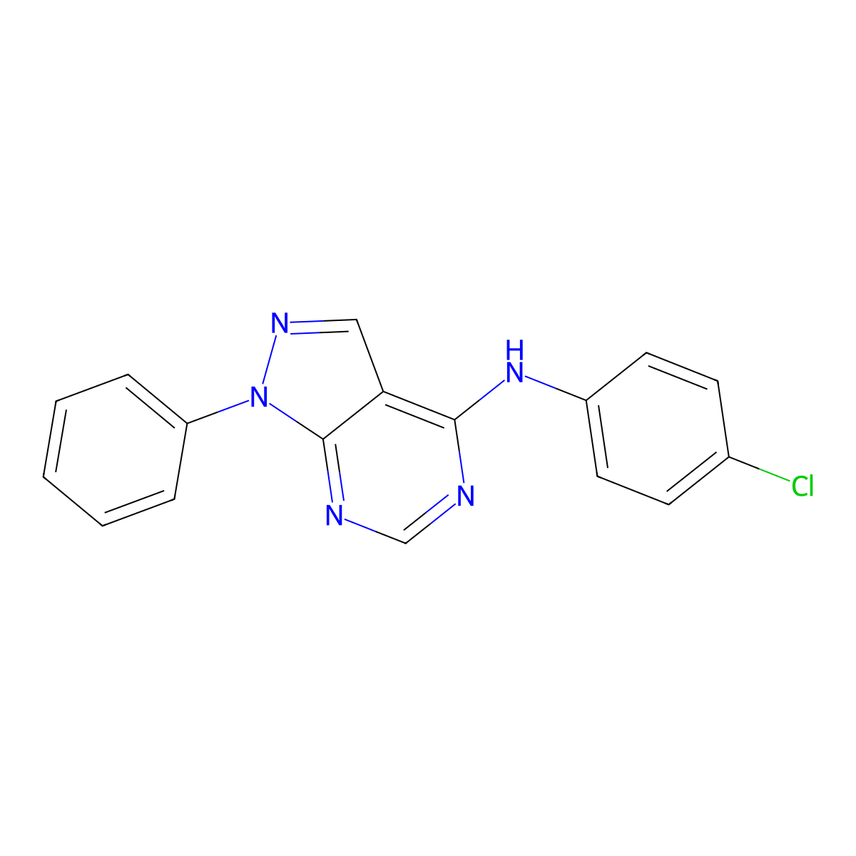 N-(4-Chlorophenyl)-1-phenyl-1H-pyrazolo[3,4-d]pyrimidin-4-amine molecular structure, CAS 5334-65-6