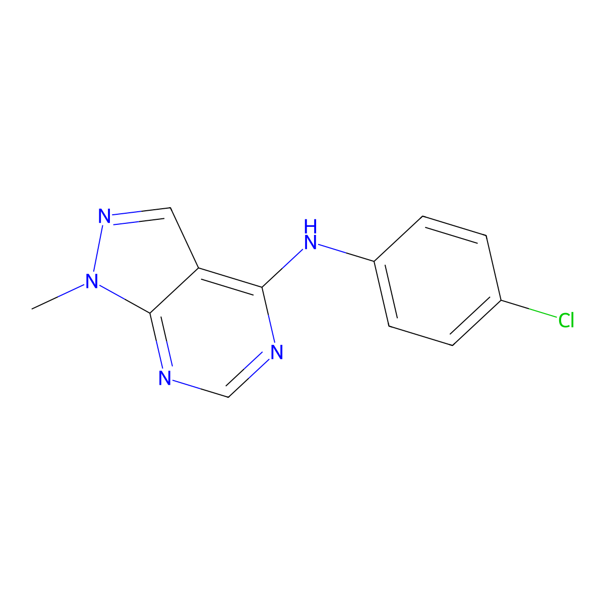 n-(4-Chlorophenyl)-1-methyl-1h-pyrazolo[3,4-d]pyrimidin-4-amine molecular structure, CAS 5334-66-7