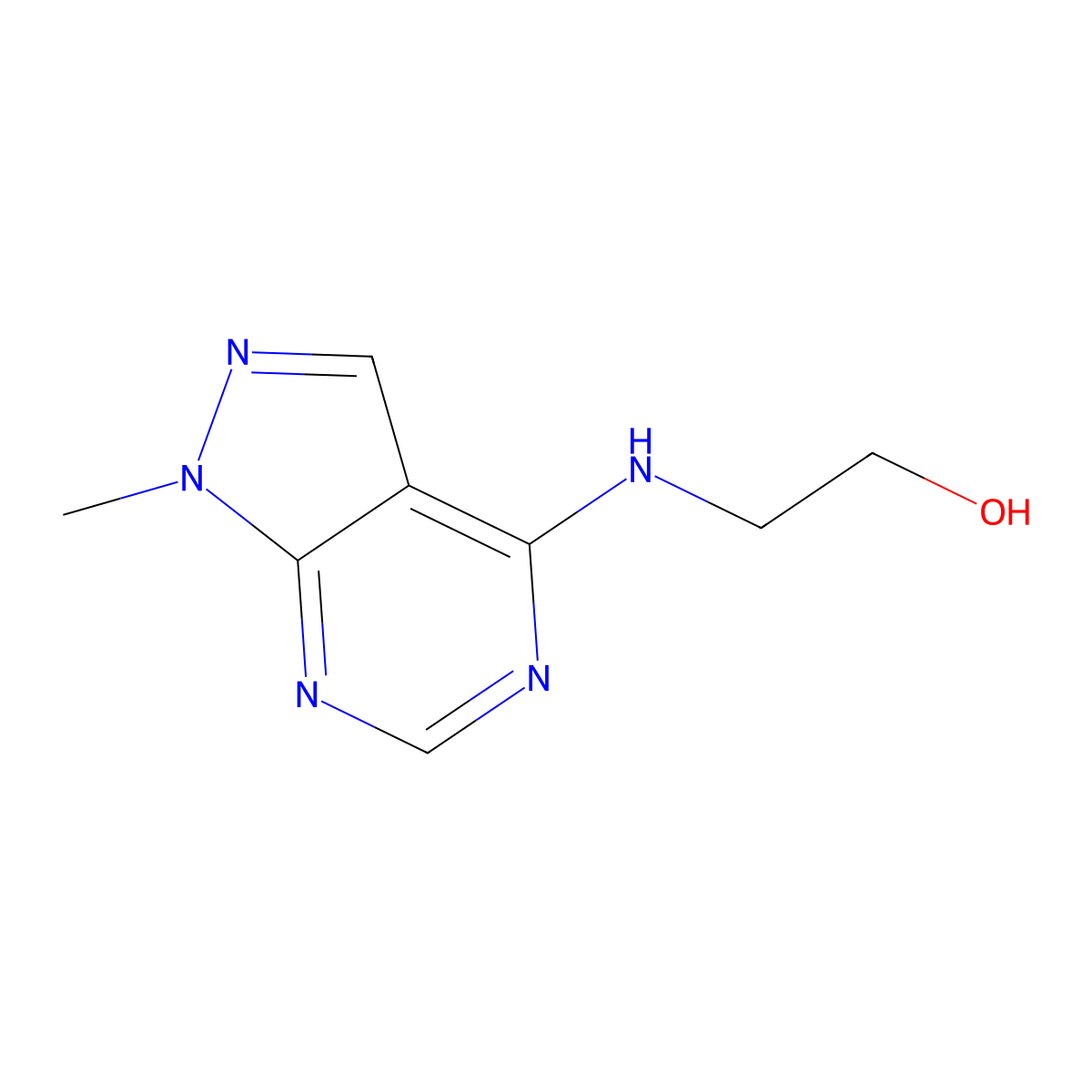 2-((1-Methyl-1H-pyrazolo[3,4-d]pyrimidin-4-yl)amino)ethanol molecular structure, CAS 5334-71-4