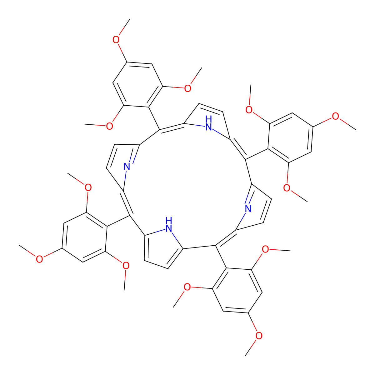 meso-Teta (2,4,6-trimethoxyphenyl) porphine molecular structure, CAS 53340-30-0